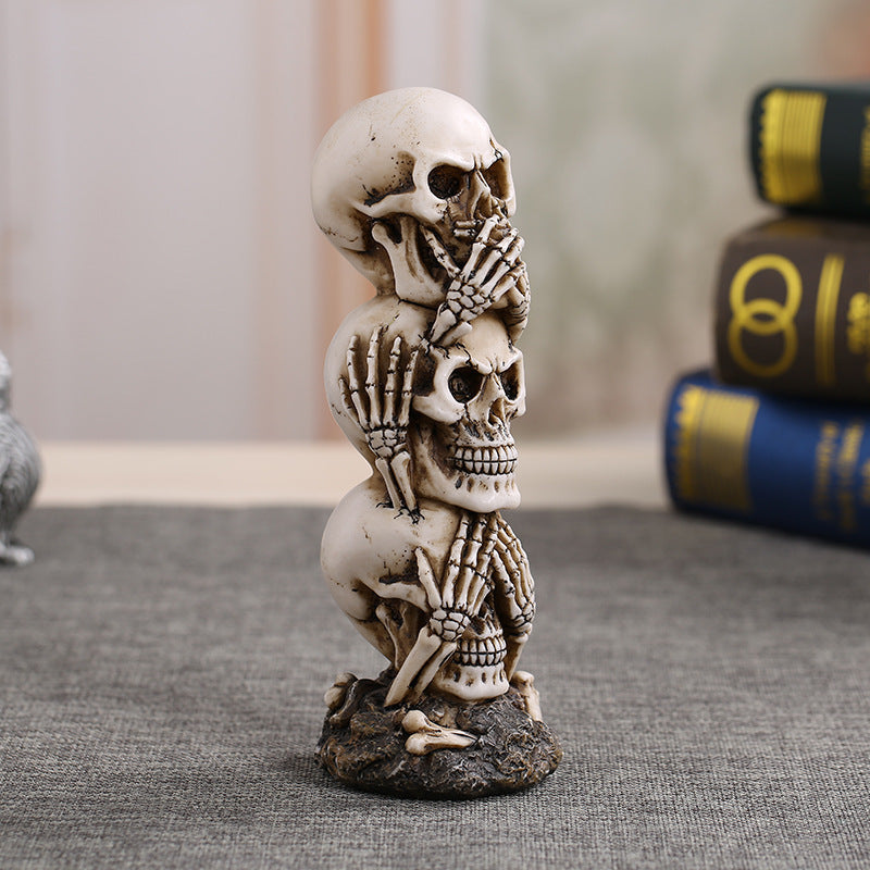 Hand-Painted Resin Skull