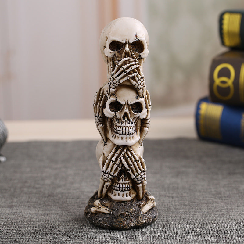Hand-Painted Resin Skull