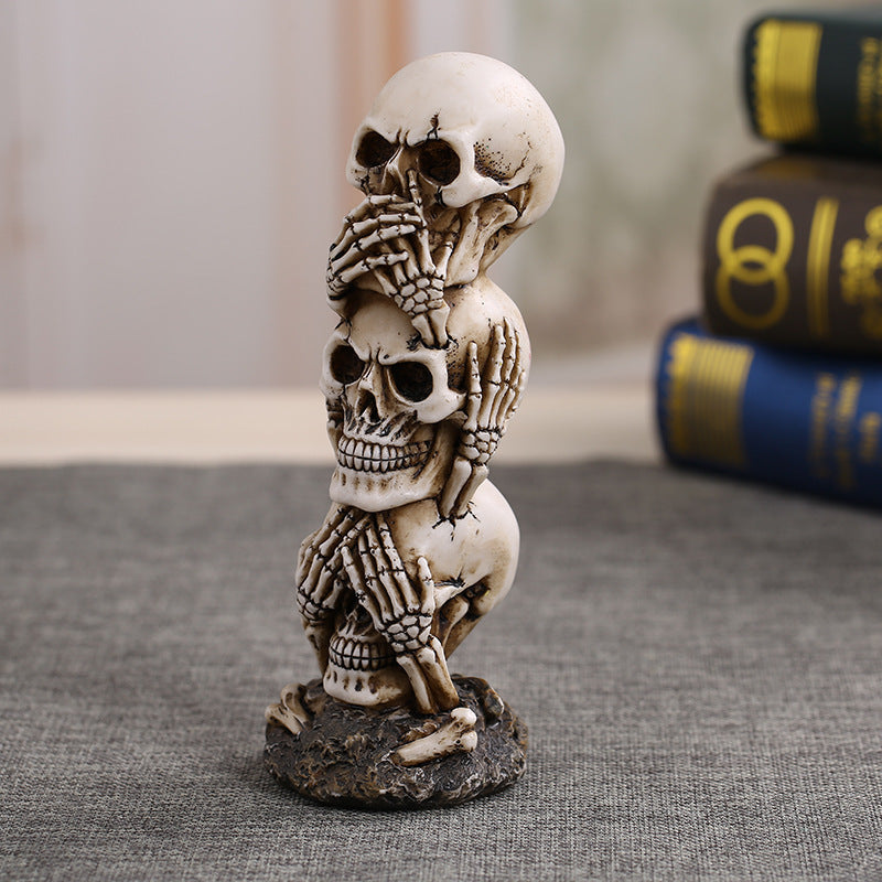 Hand-Painted Resin Skull