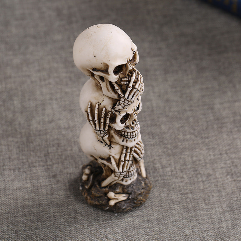 Hand-Painted Resin Skull