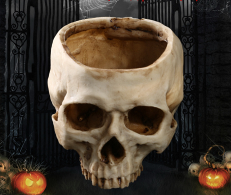 Hand-painted resin skull planter — product photo 2